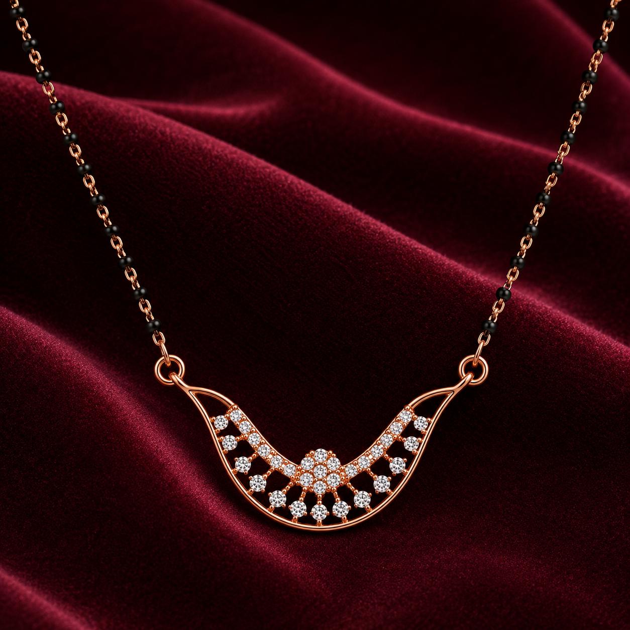 Forevershine Rose Gold Plated Ad Floral Mangalsutra For Women