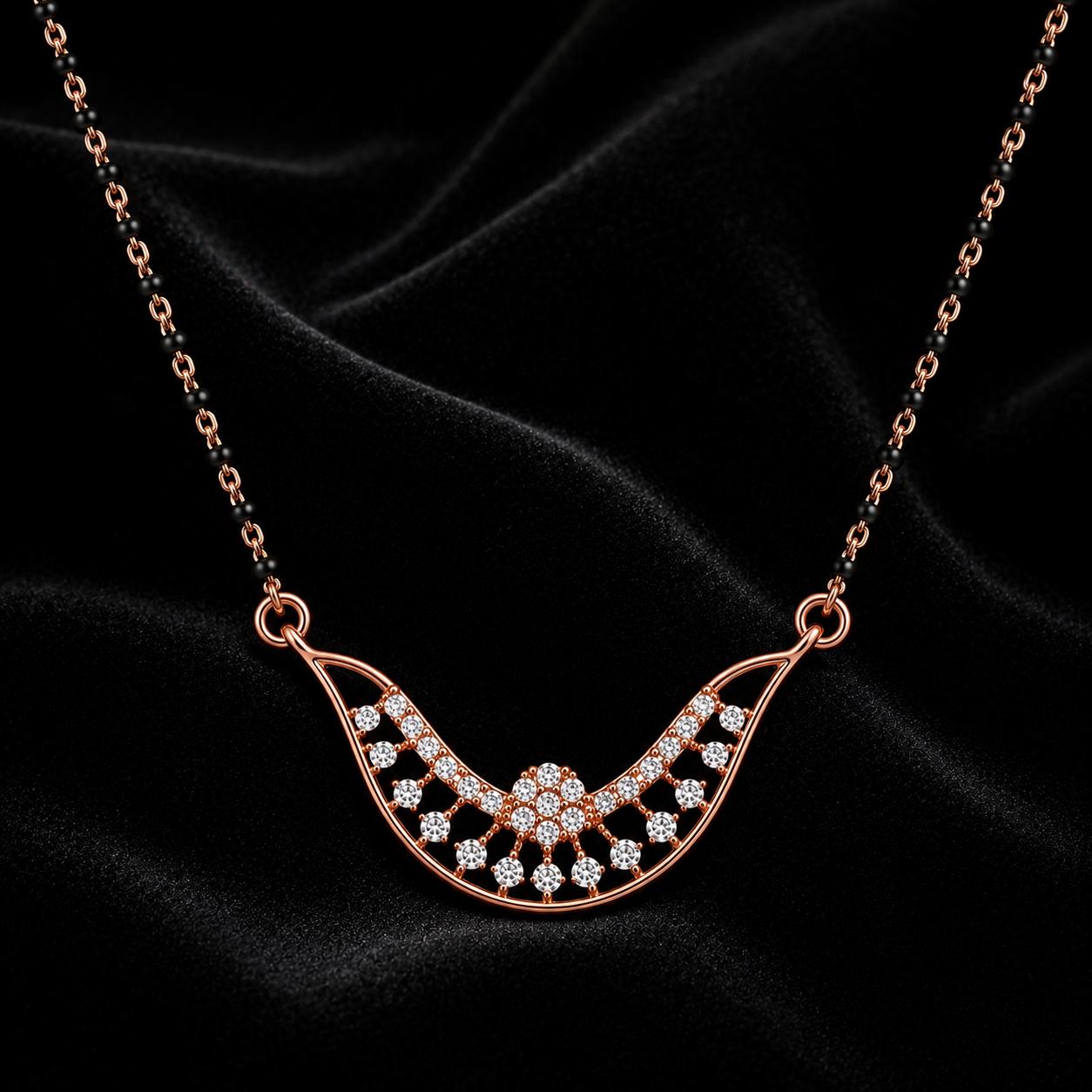 Forevershine Rose Gold Plated Ad Floral Mangalsutra For Women - Image 4