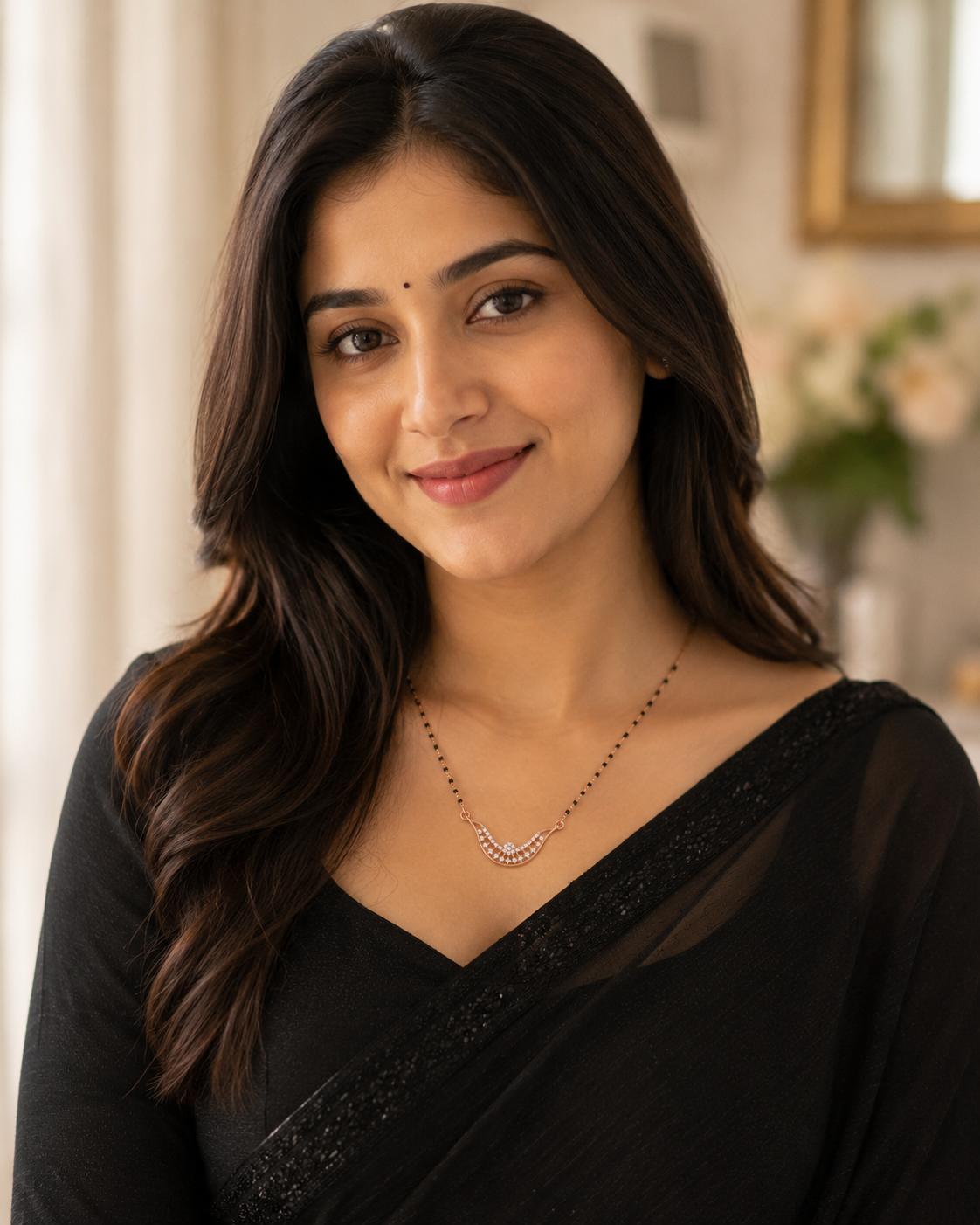 Forevershine Rose Gold Plated Ad Floral Mangalsutra For Women - Image 6