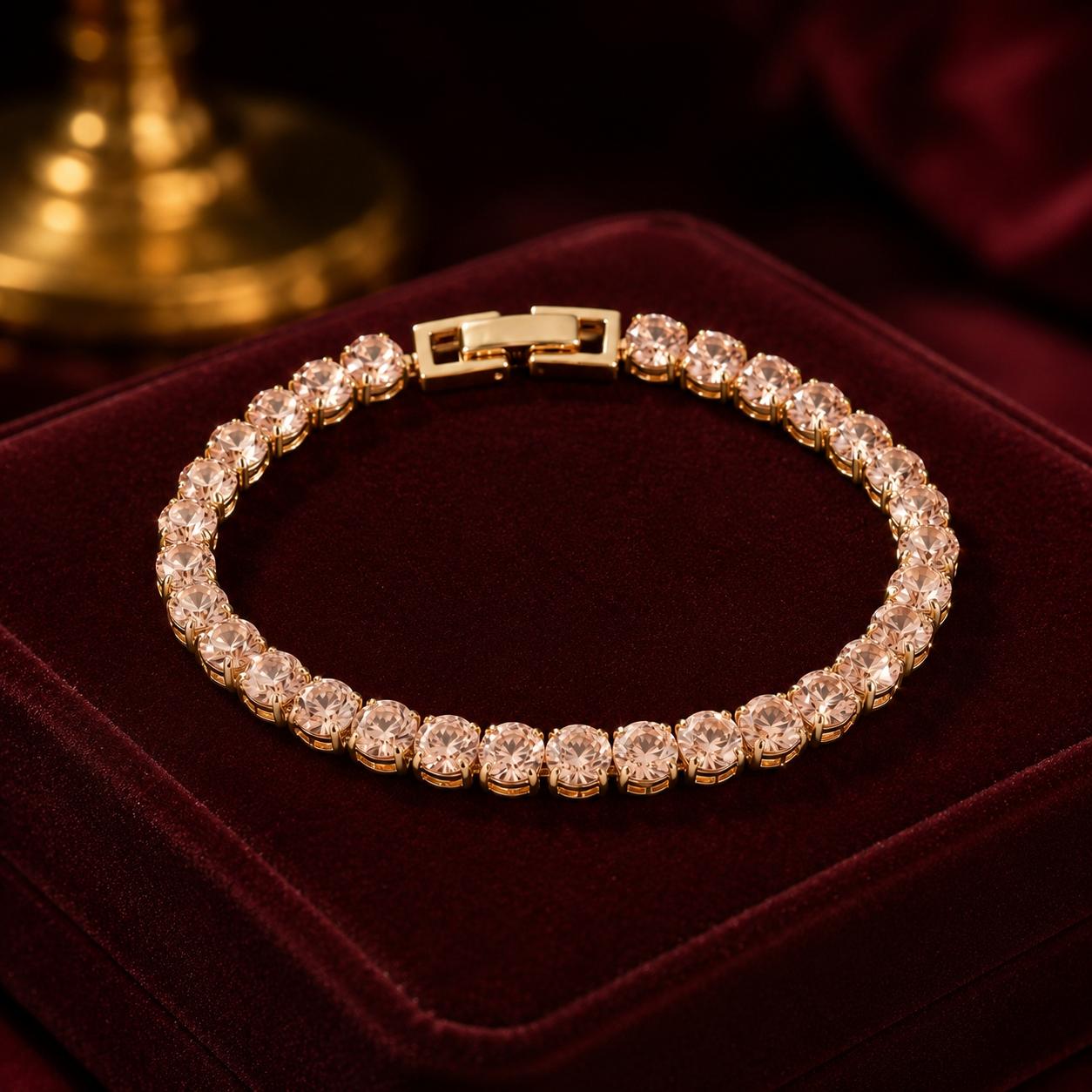 Forevershine Rose Gold Plated Adjustable Tennis Bracelet With Blush Pink Ad Stones - Image 2