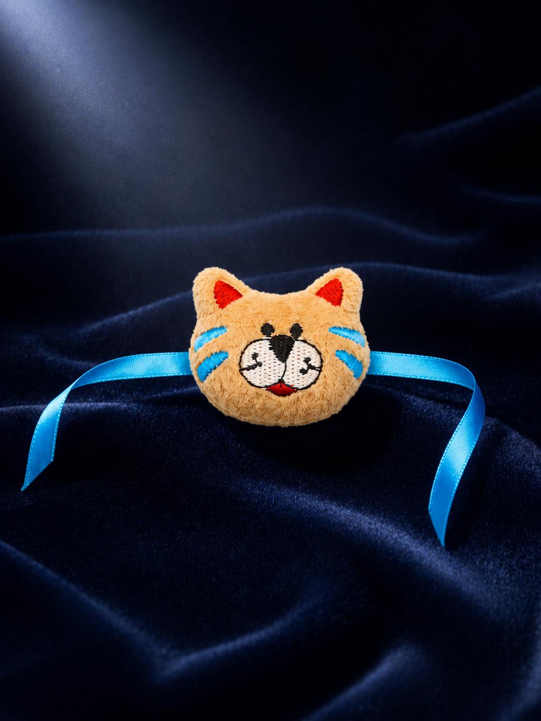 Kids Plush Cat Rakhi For Brother Soft Embroidered Animal Rakhi - Image 9