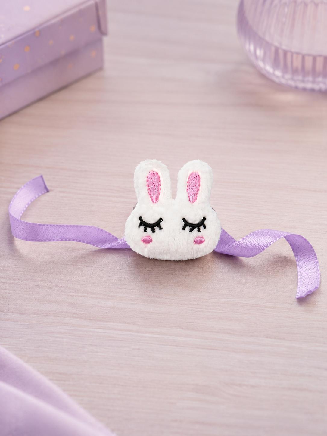 Kids Plush Rabbit Rakhi With Satin Ribbon For Brother - Image 3