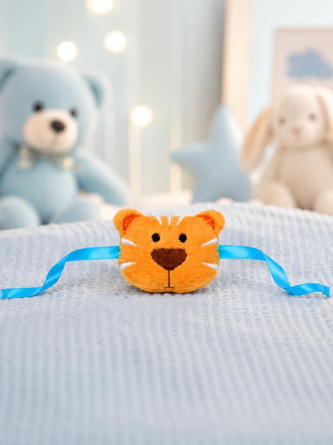 Kids Plush Tiger Rakhi With Satin Ribbon For Brother - Image 2