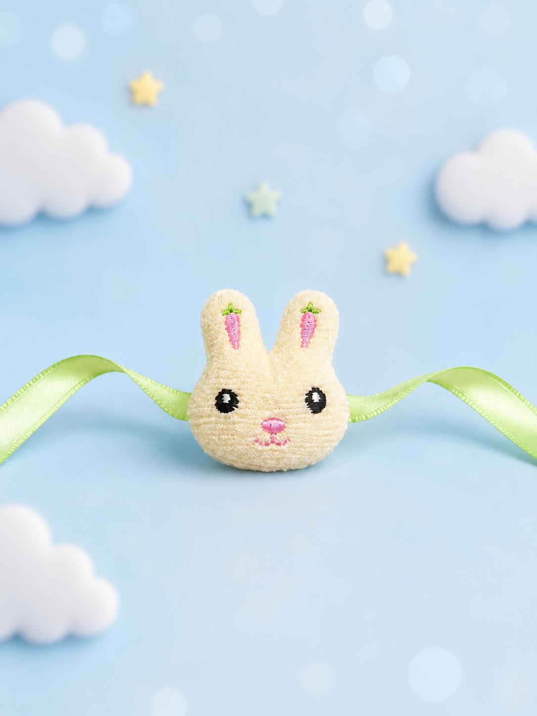 Kids Plush Bunny Rakhi With Satin Ribbon For Brother - Image 2