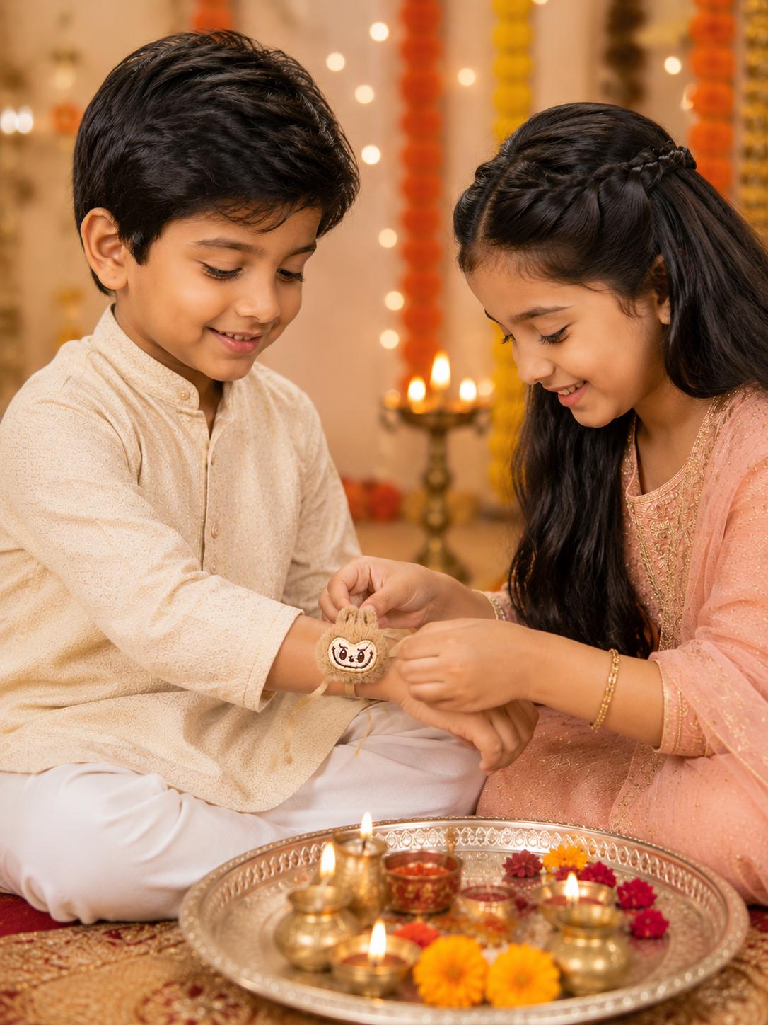 Cute Monster Plush Rakhi With Satin Ribbon Soft Kids Rakhi For Brother Raksha Bandhan Gift - Image 4