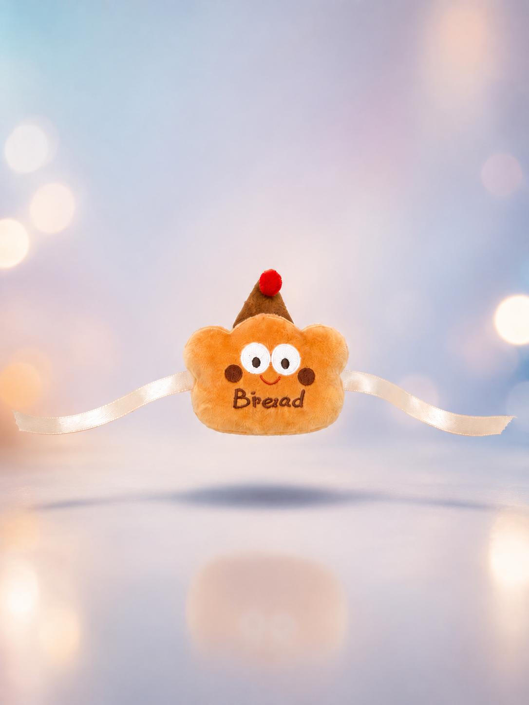 Cute Bread Plush Rakhi With Satin Ribbon Soft Kids Brother Rakhi For Raksha Bandhan Gift - Image 2