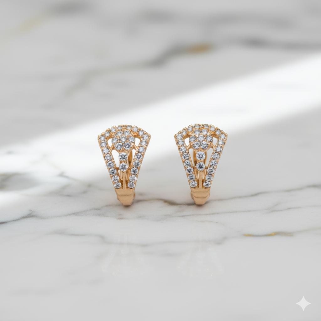 Forevershine Rose Gold Hoop Earrings With Cubic Zirconia, Multi-Row Design, Huggie Style - Image 5