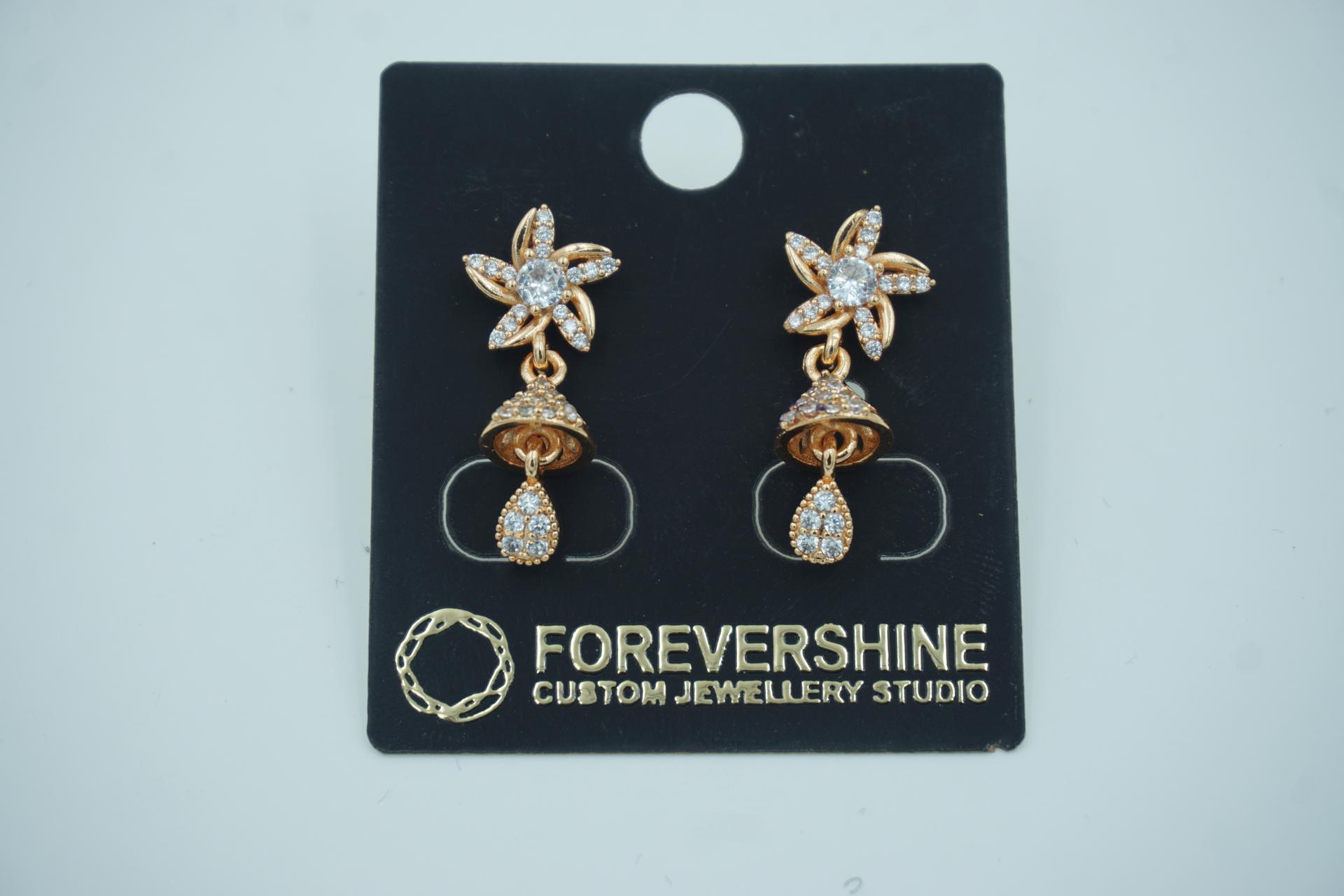 Forevershine Anti Tarnish Crystal Flower Design Sparkling Floral Stud Long Drop, Rose Gold, Long Chain Tassel Design, Fashion Jewelrygifts|wedding And Christmas Gifts|lightweight|for Women & Girls - Image 4