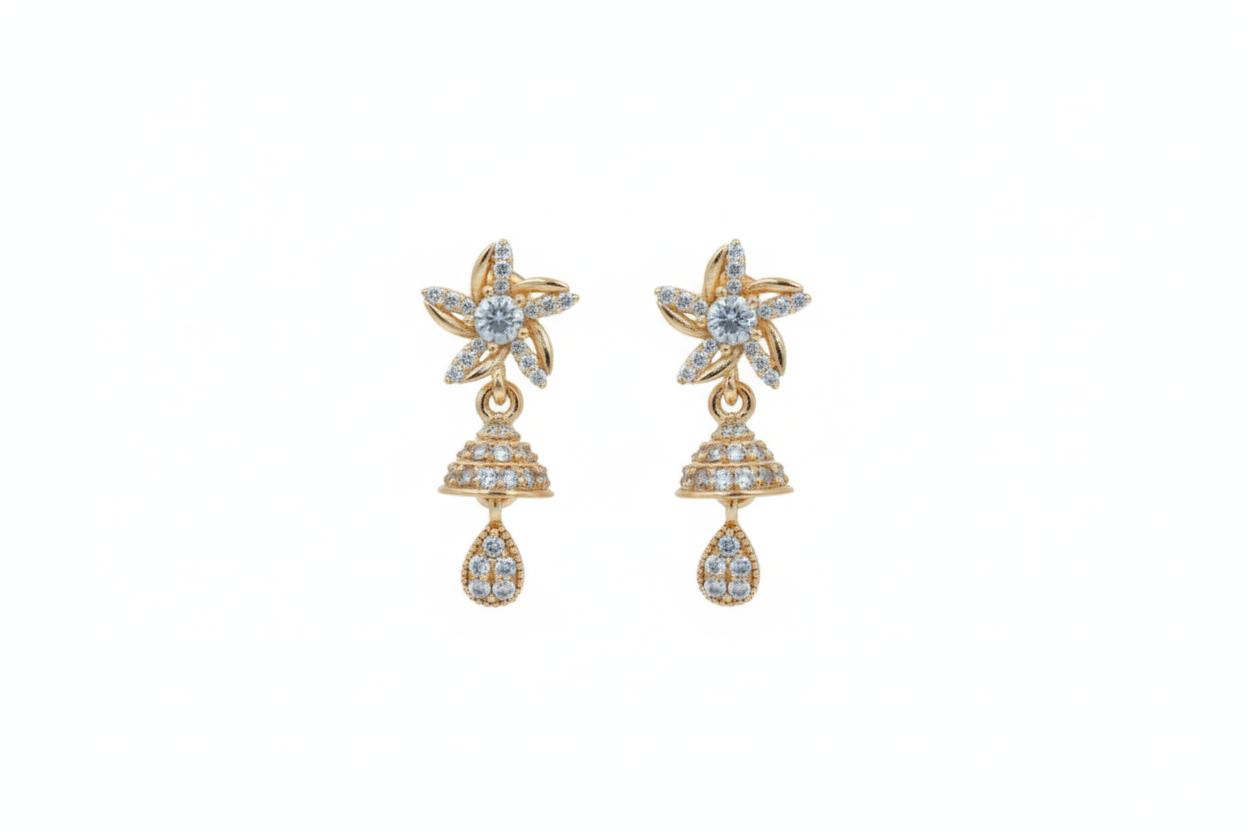 Forevershine Anti Tarnish Crystal Flower Design Sparkling Floral Stud Long Drop, Rose Gold, Long Chain Tassel Design, Fashion Jewelrygifts|wedding And Christmas Gifts|lightweight|for Women & Girls - Image 3