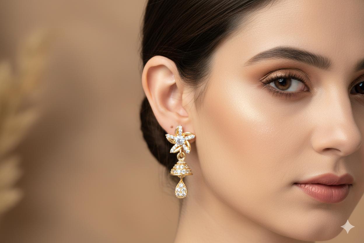Forevershine Anti Tarnish Crystal Flower Design Sparkling Floral Stud Long Drop, Rose Gold, Long Chain Tassel Design, Fashion Jewelrygifts|wedding And Christmas Gifts|lightweight|for Women & Girls