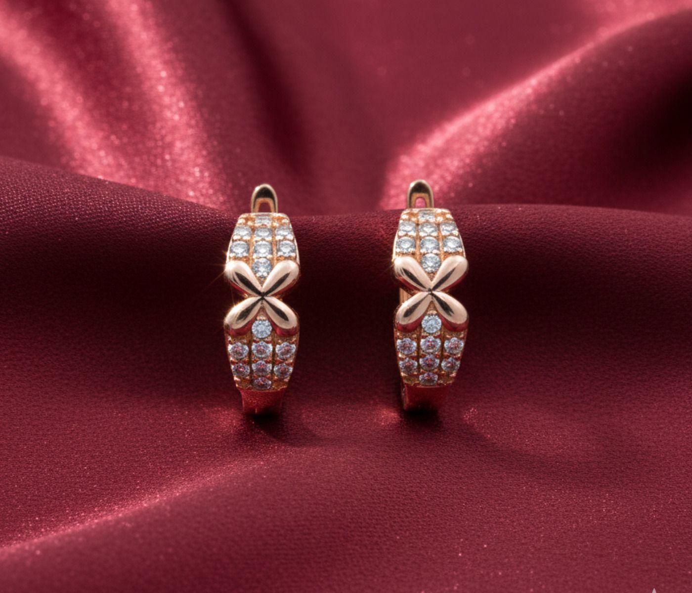 Forevershine Anti Tarnish Rose Gold Hoop Earrings With Pave Crystals, Butterfly Design, Huggie Style|lightweight |skin Friendly & Hypoallergenic | Tarnish Resistant | Stylish Jewelry For Women & Girls - Image 3