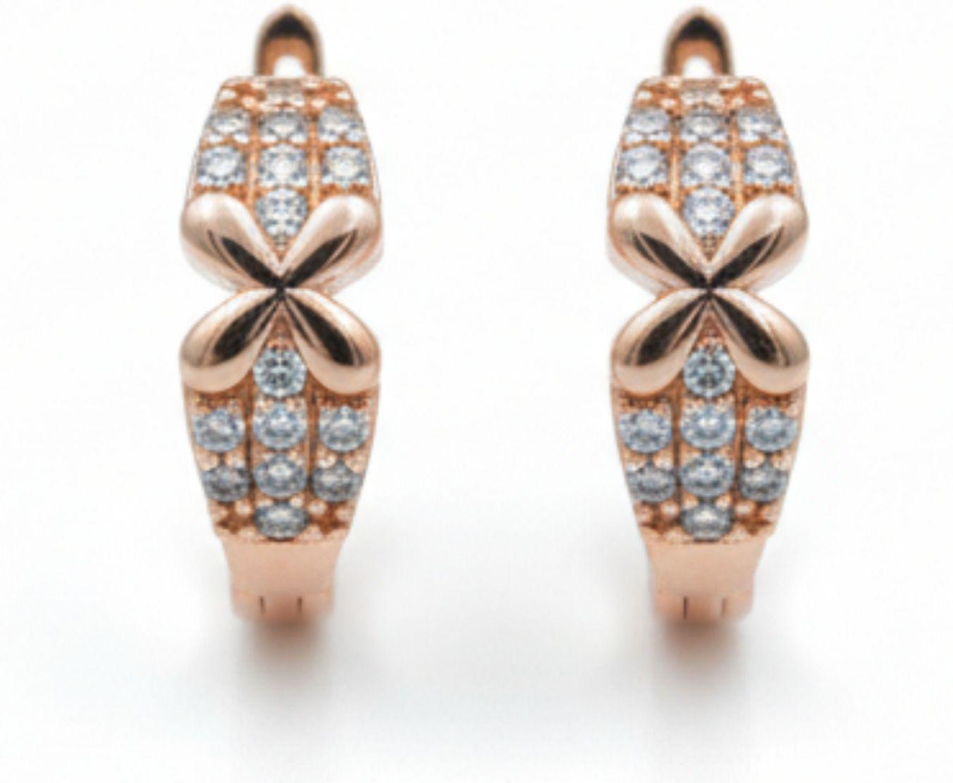 Forevershine Anti Tarnish Rose Gold Hoop Earrings With Pave Crystals, Butterfly Design, Huggie Style|lightweight |skin Friendly & Hypoallergenic | Tarnish Resistant | Stylish Jewelry For Women & Girls - Image 4
