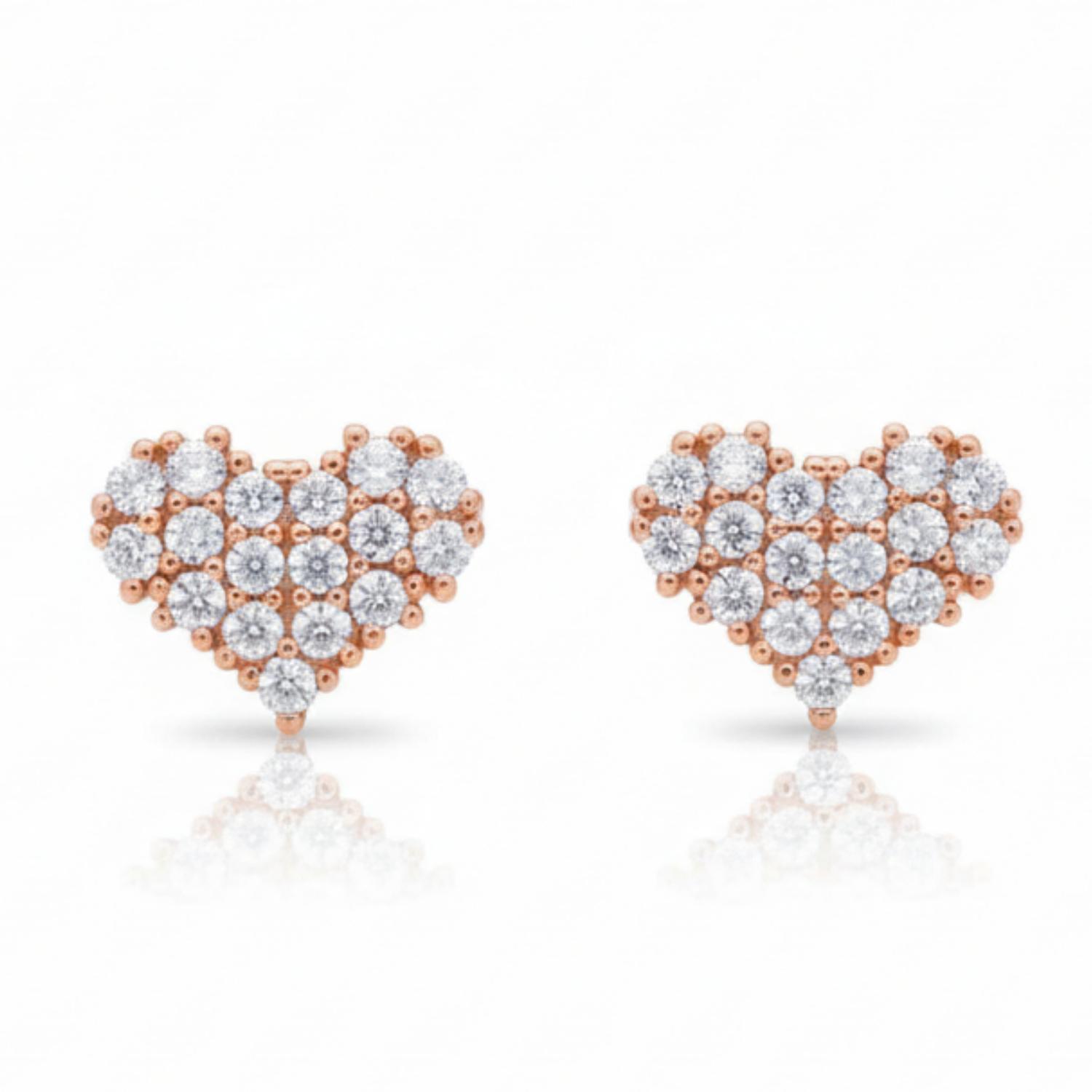 Forevershine Anti Tarnish Rose Gold Heart Stud Earrings, Pave Set Cubic Zirconia, Cluster Design|lightweight|gift For Her|skin Friendly & Hypoallergenic|stylish Jewelry For Women & Girls - Image 4