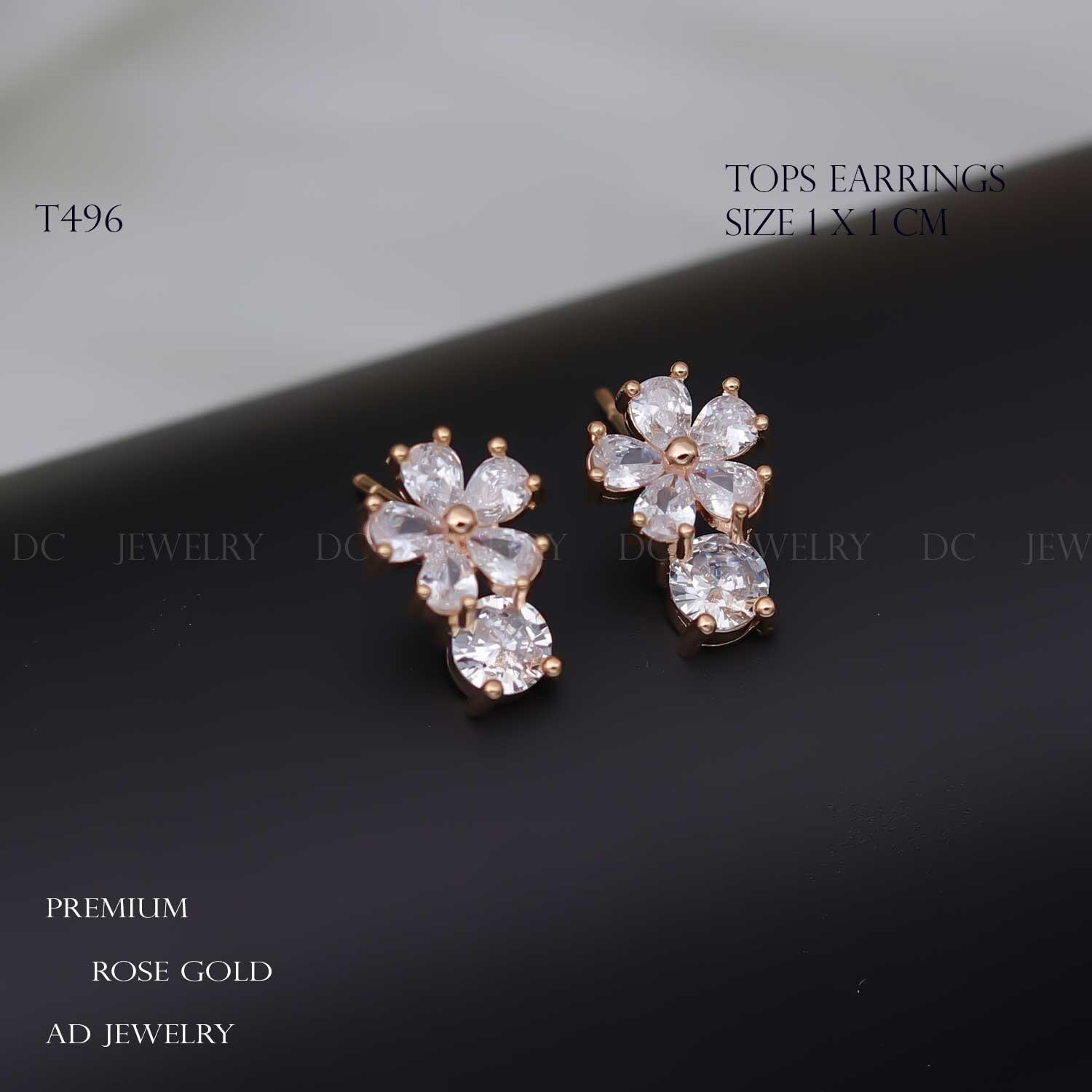 Forevershine Anti Tarnish Rose Gold Flower Stud Earrings, Cubic Zirconia Crystal, Floral Design|lightweight|gift For Her|skin Friendly & Hypoallergenic|stylish Jewelry For Women & Girls - Image 2