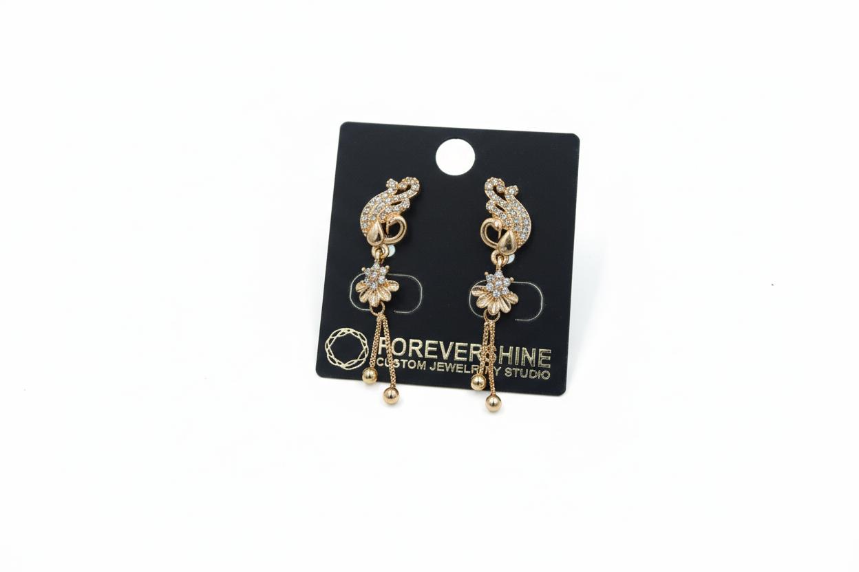 Forevershine Anti Tarnish Rose Gold Long Dangle Earrings With Crystal Rhinestones, Swan Design, Chain Drop Style, 40x9mm|lightweight|gift For Her|for Women & Girls - Image 3