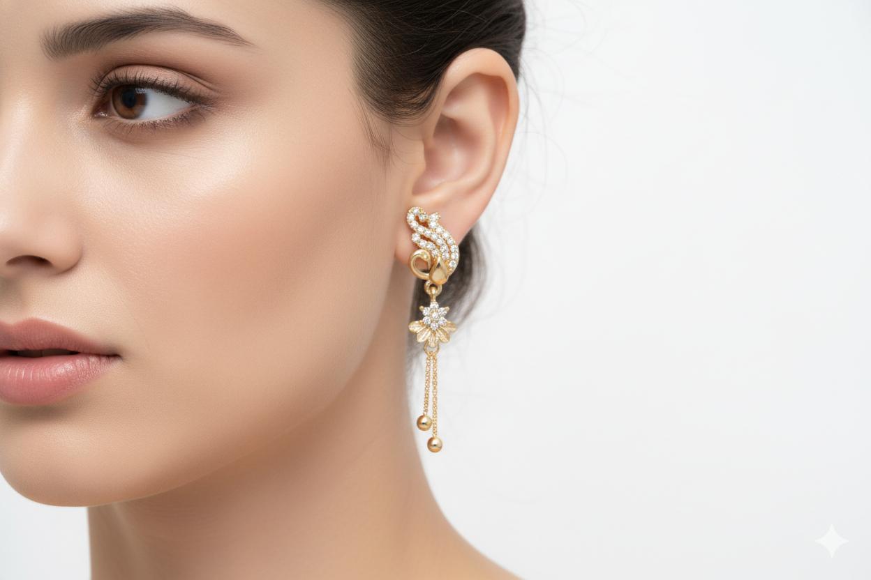 Forevershine Anti Tarnish Rose Gold Long Dangle Earrings With Crystal Rhinestones, Swan Design, Chain Drop Style, 40x9mm|lightweight|gift For Her|for Women & Girls