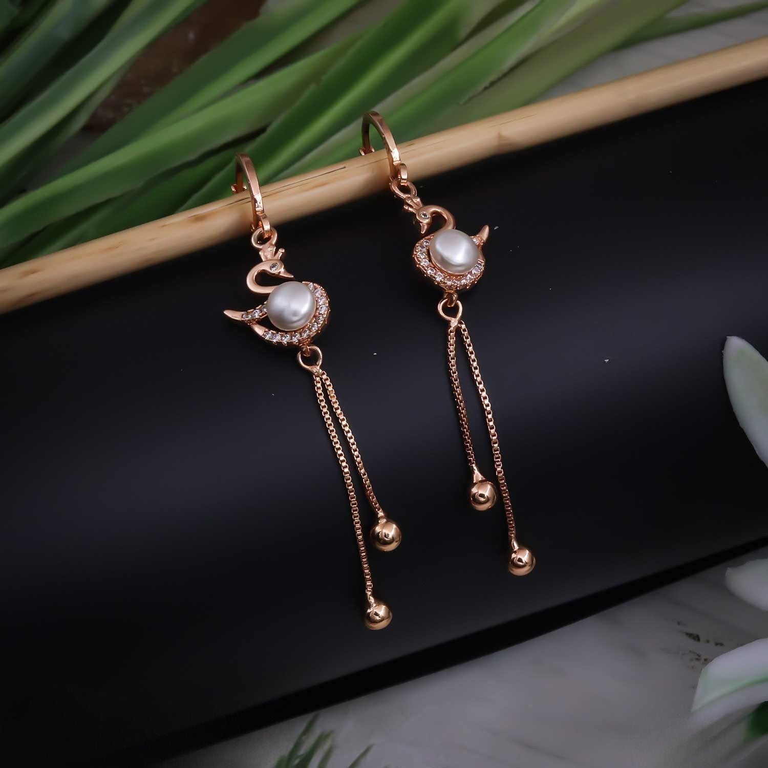 Elegant Swan Pearl Drop Earrings