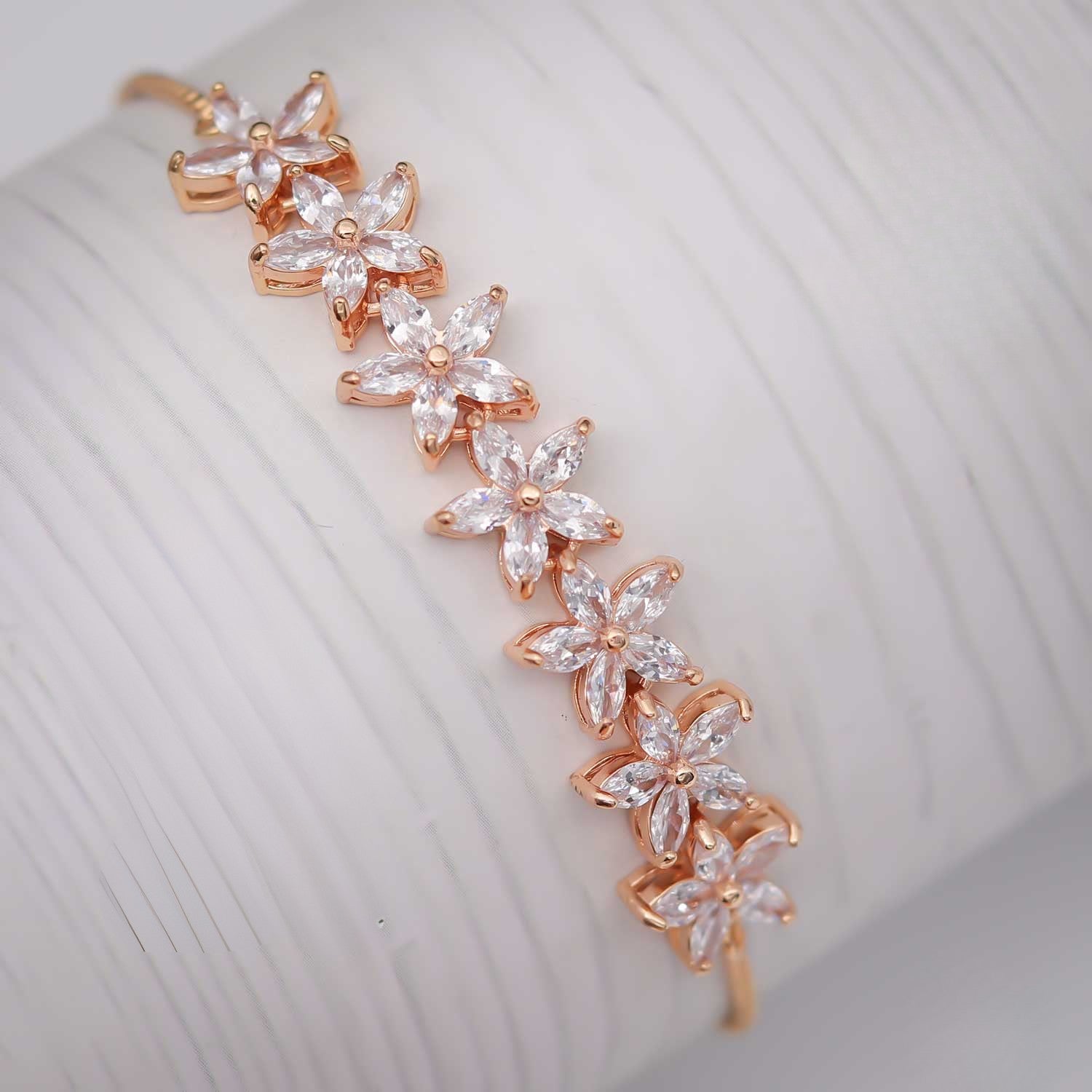 Crystal Blossom Rose Gold Bracelet