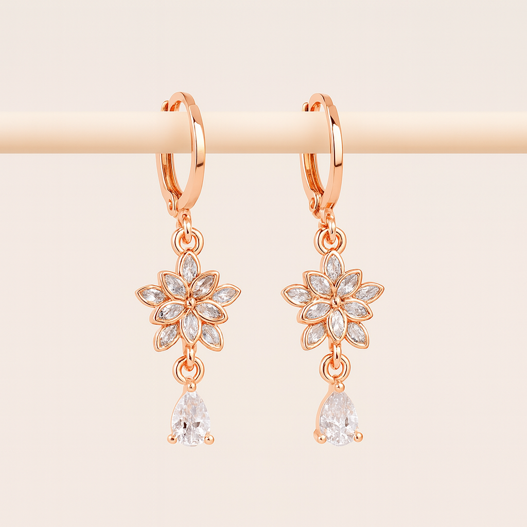 Golden Blossom Teardrop Earrings