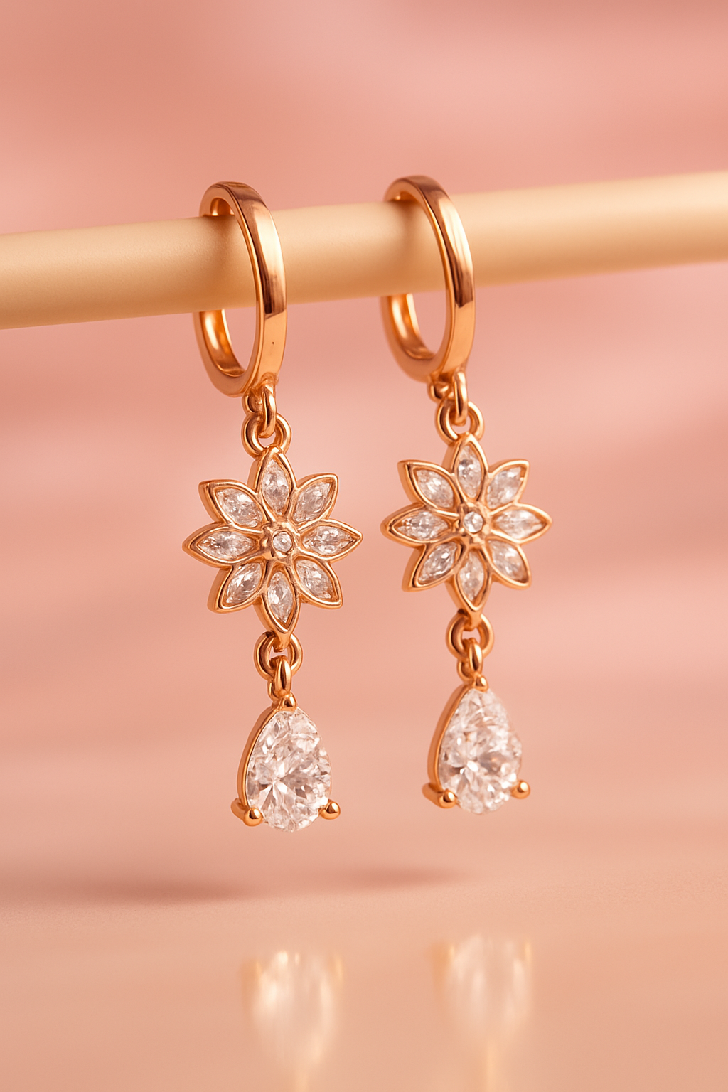 Golden Blossom Teardrop Earrings