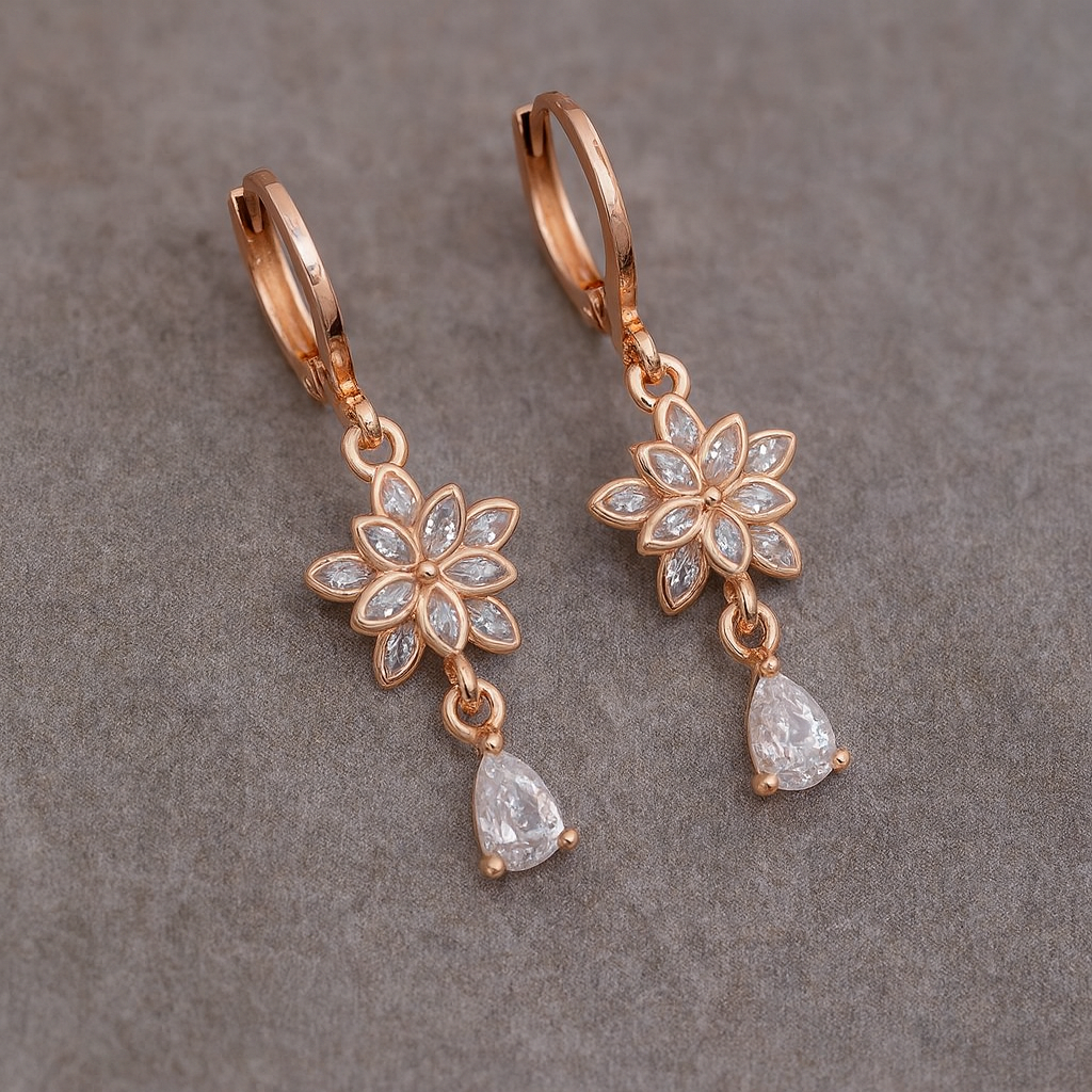 Golden Blossom Teardrop Earrings