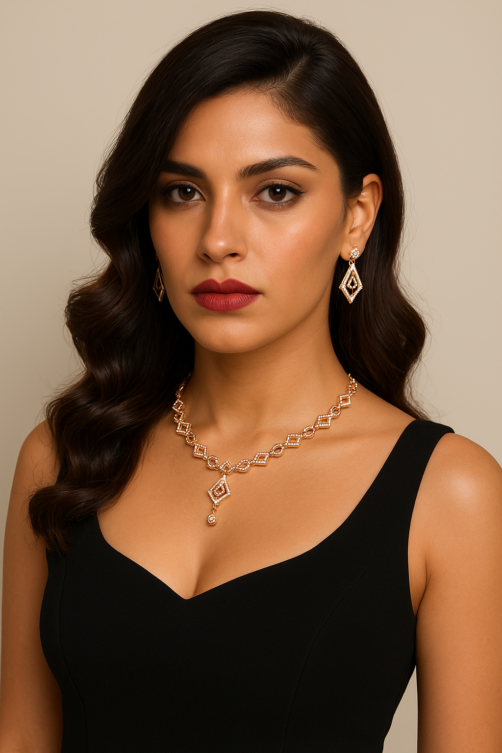 Rose Gold Geometric Radiance Necklace Set