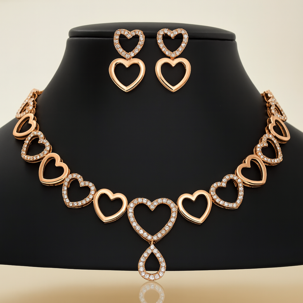 Rose Gold Heart Symphony Necklace Set