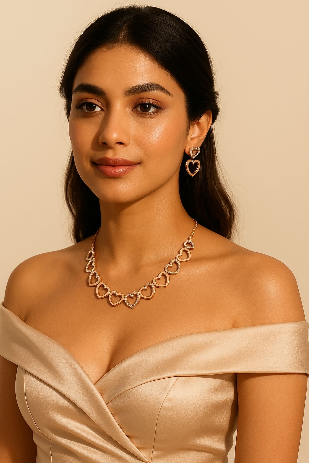 Rose Gold Heart Symphony Necklace Set