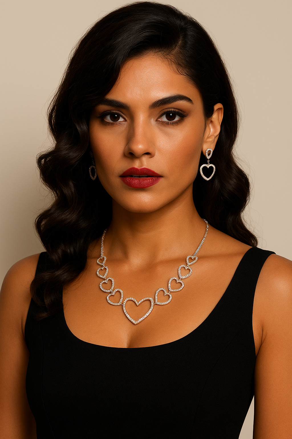 Rose Gold Heart Symphony Necklace Set