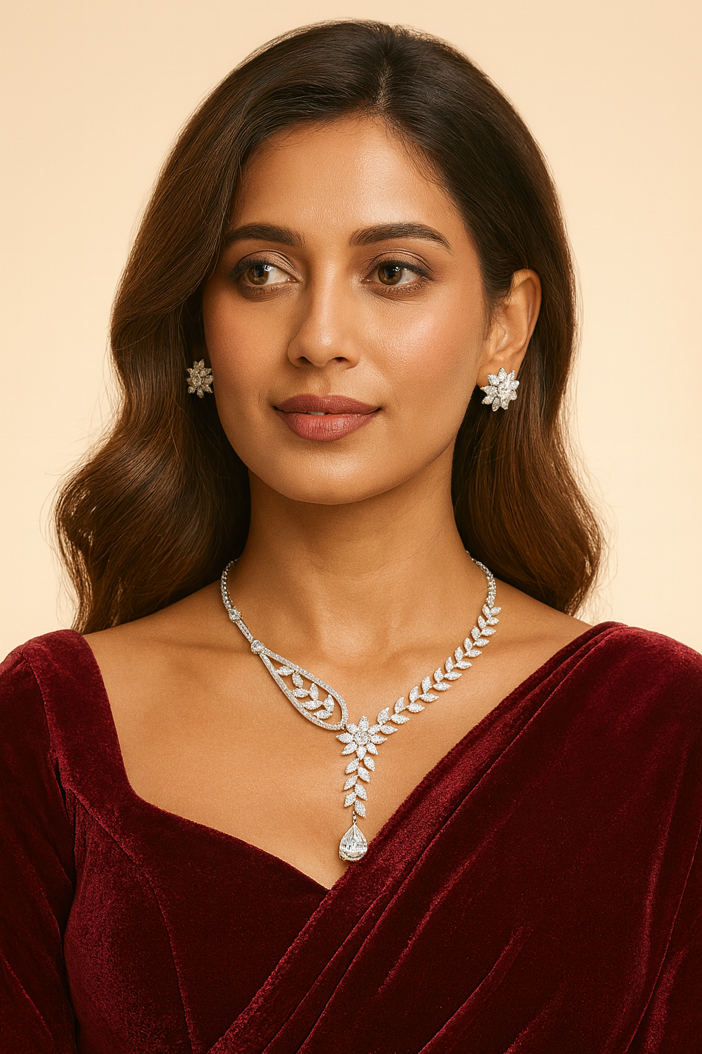 Floral Elegance AD Necklace Set