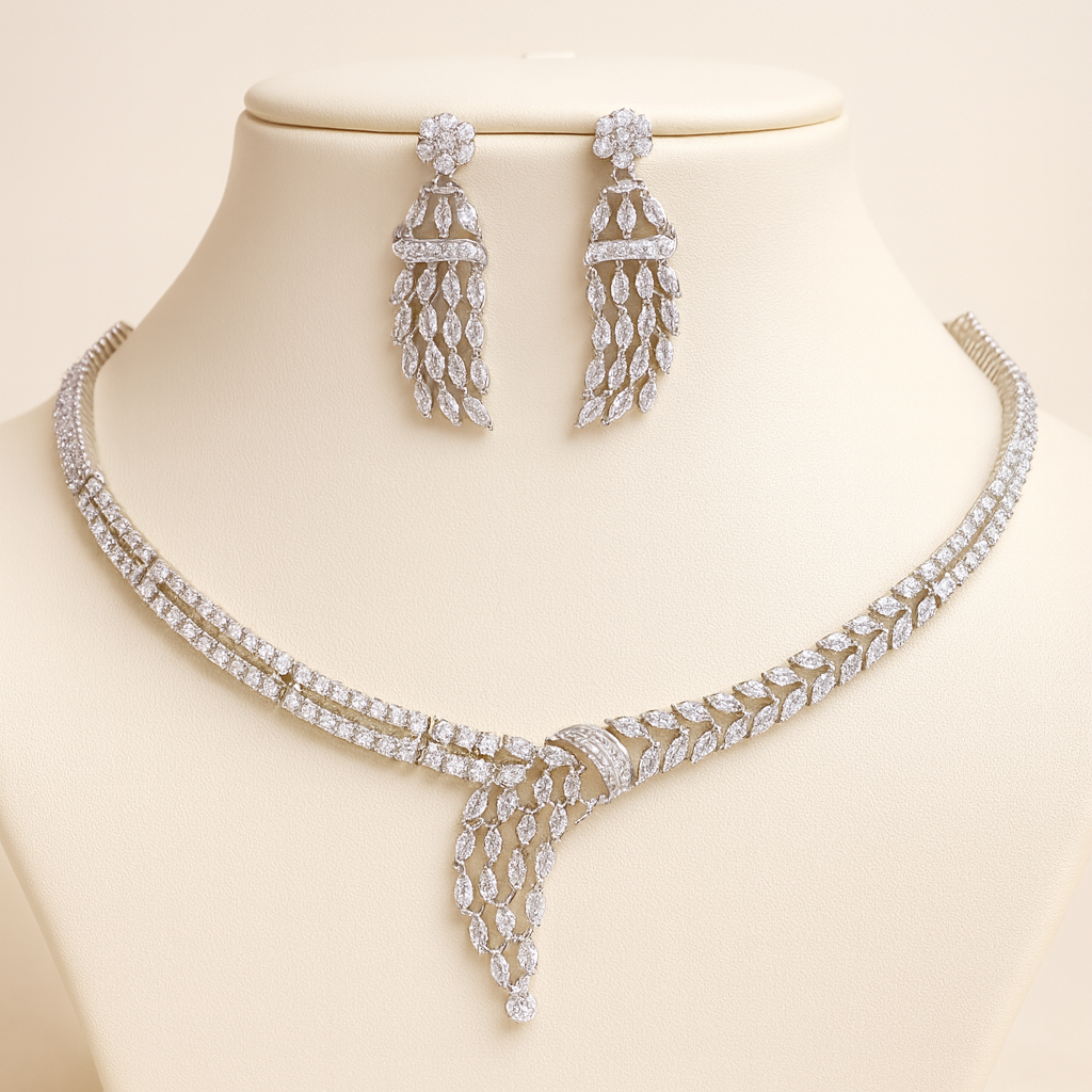 CZ Cascade Elegance Necklace Set