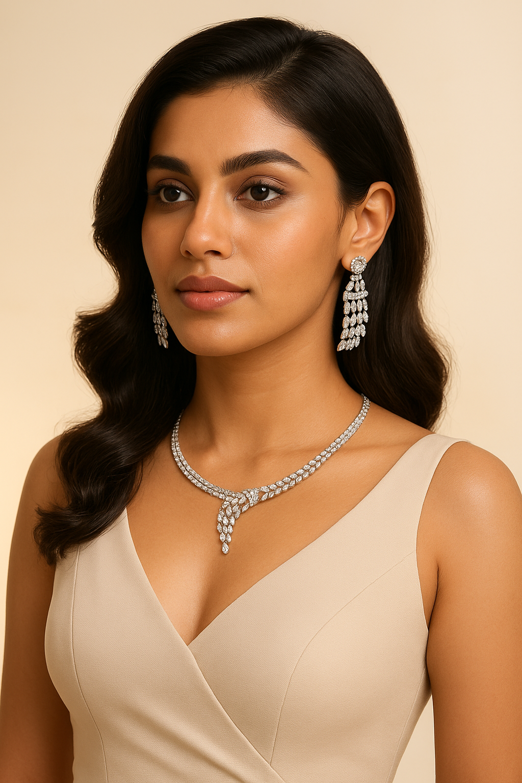 CZ Cascade Elegance Necklace Set