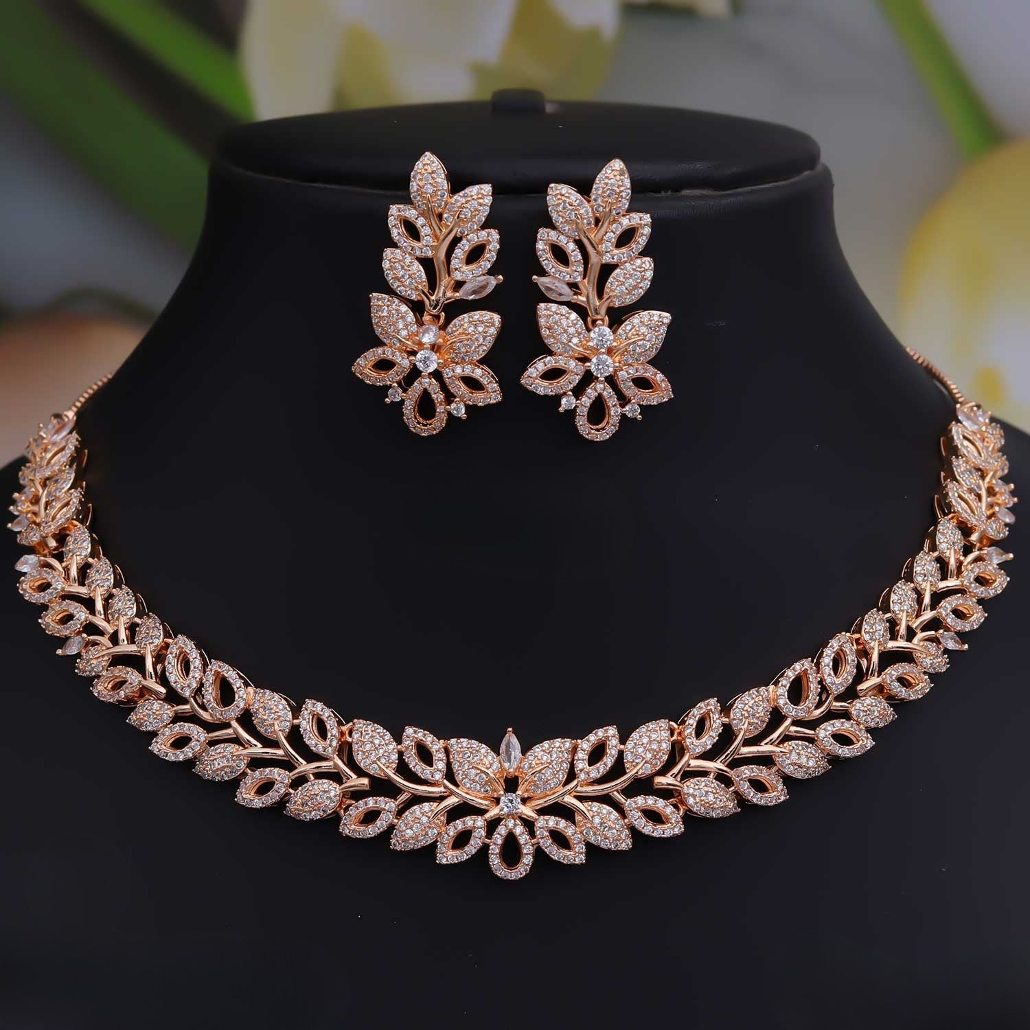 Royal Bloom Rose Gold Necklace Set