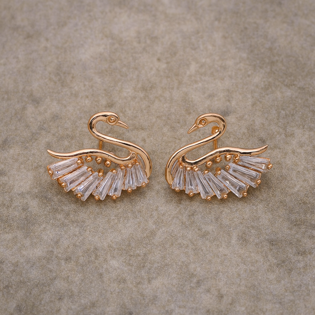 Swan Elegance Rose Gold Earrings