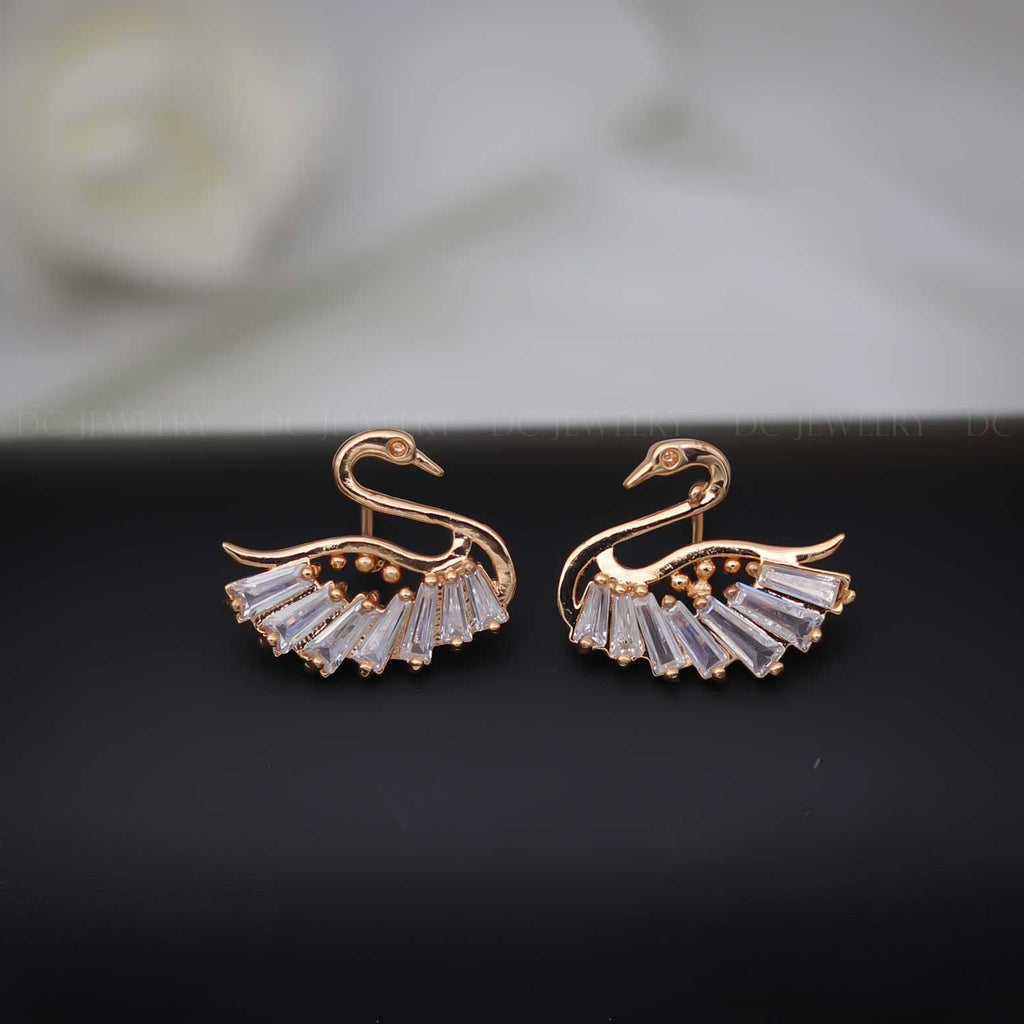Swan Elegance Rose Gold Earrings